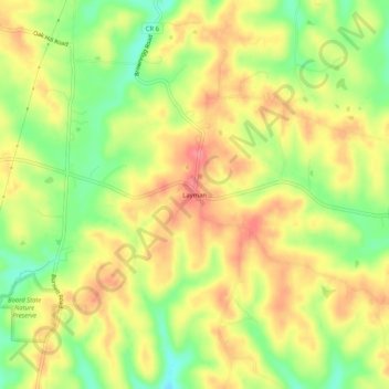 Mapa topográfico Layman, altitude, relevo