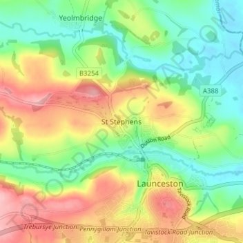Mapa topográfico St Stephens, altitude, relevo