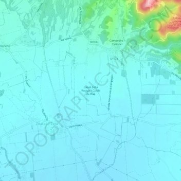 Mapa topográfico Casali della Roggia, altitude, relevo