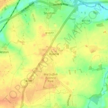 Mapa topográfico Brome, altitude, relevo