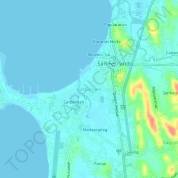 Mapa topográfico Catbangen, altitude, relevo