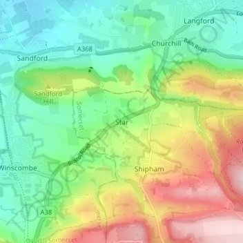 Mapa topográfico Star, altitude, relevo