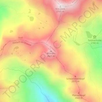 Mapa topográfico Rothorn, altitude, relevo