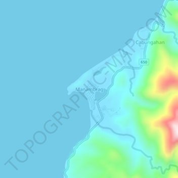 Mapa topográfico Manambrag, altitude, relevo