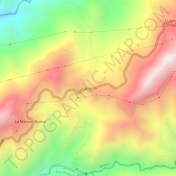 Mapa topográfico Javín, altitude, relevo