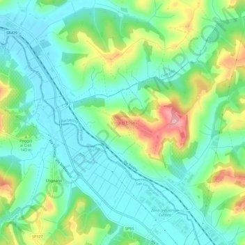 Mapa topográfico Vico d'Elsa, altitude, relevo