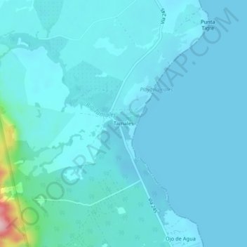 Mapa topográfico Tamales, altitude, relevo