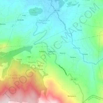Mapa topográfico Regoufe, altitude, relevo