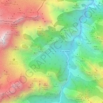 Mapa topográfico Caín de Arriba, altitude, relevo