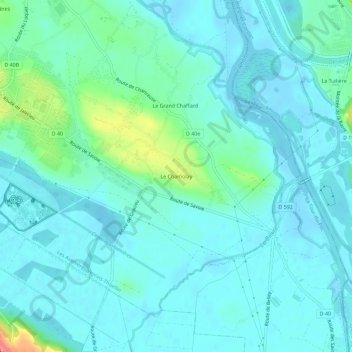 Mapa topográfico Le Chamolay, altitude, relevo