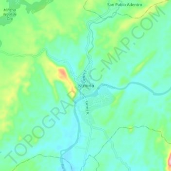 Mapa topográfico Istmina, altitude, relevo