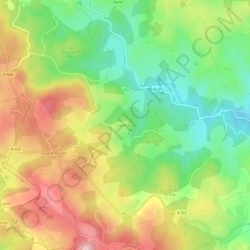 Mapa topográfico Laumond, altitude, relevo