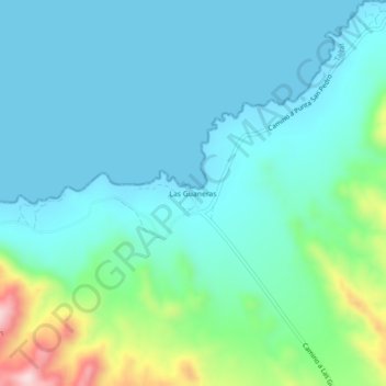 Mapa topográfico Las Guaneras, altitude, relevo