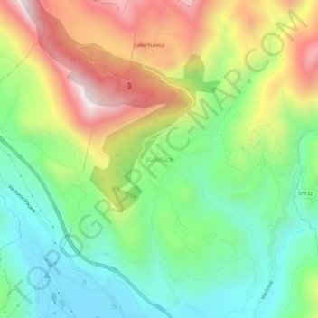 Mapa topográfico Valleluce, altitude, relevo