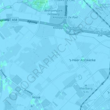 Mapa topográfico Sinoutskerke, altitude, relevo