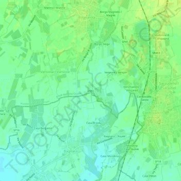 Mapa topográfico Stalis, altitude, relevo