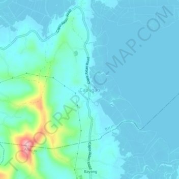 Mapa topográfico Cabugao, altitude, relevo
