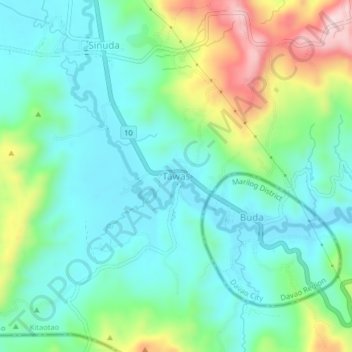 Mapa topográfico Tawas, altitude, relevo