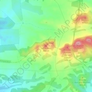 Mapa topográfico Los Pilares, altitude, relevo