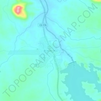 Mapa topográfico Aracatiaçu, altitude, relevo