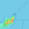 Mapa topográfico Cape Byron, altitude, relevo