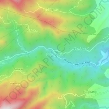 Mapa topográfico Pulangbato, altitude, relevo