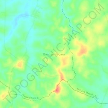 Mapa topográfico Bangsa Negara, altitude, relevo