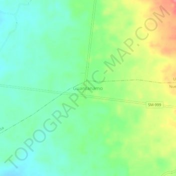 Mapa topográfico Guantanamo, altitude, relevo