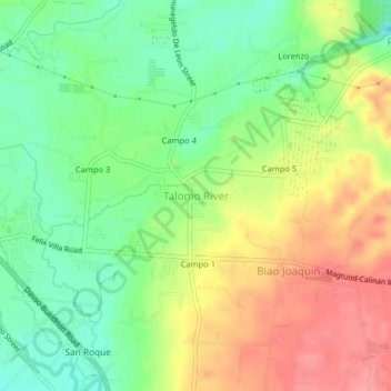 Mapa topográfico Talomo River, altitude, relevo