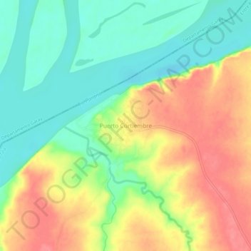 Mapa topográfico Puerto Curtiembre, altitude, relevo