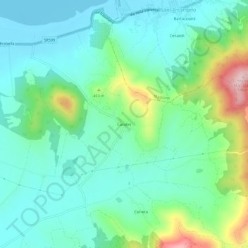 Mapa topográfico Casalini, altitude, relevo