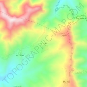 Mapa topográfico San Andrés, altitude, relevo