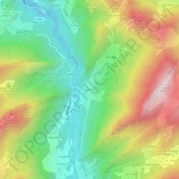 Mapa topográfico Sur le Plan, altitude, relevo