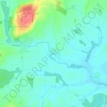 Mapa topográfico Arçon, altitude, relevo