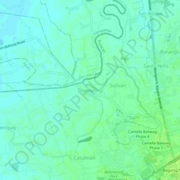 Mapa topográfico Tilapayong, altitude, relevo