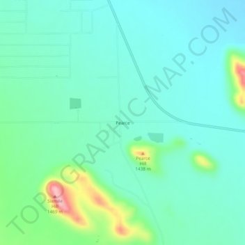 Mapa topográfico Pearce, altitude, relevo