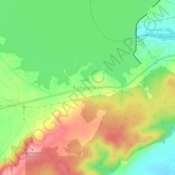 Mapa topográfico Buchanan Dam, altitude, relevo