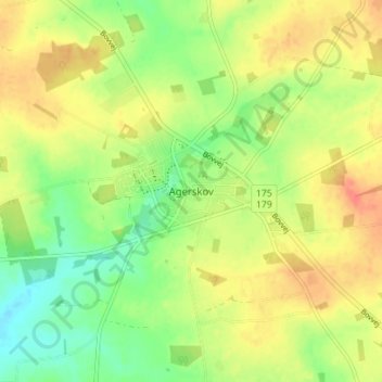 Mapa topográfico Agerskov, altitude, relevo