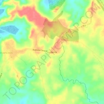 Mapa topográfico La Garita, altitude, relevo