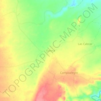 Mapa topográfico Doima, altitude, relevo