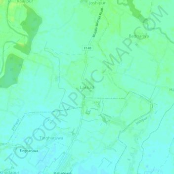 Mapa topográfico Lakkad, altitude, relevo
