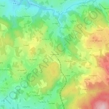 Mapa topográfico Lichemialle, altitude, relevo