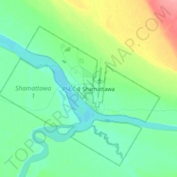 Mapa topográfico Shamattawa, altitude, relevo