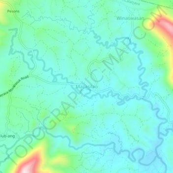 Mapa topográfico Macasilao, altitude, relevo