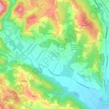 Mapa topográfico Pichl an der Raab, altitude, relevo
