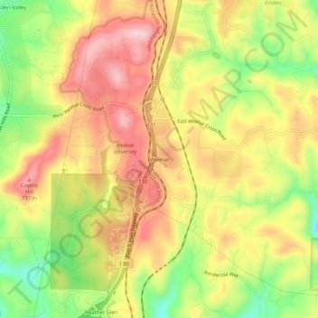Mapa topográfico Weimar, altitude, relevo