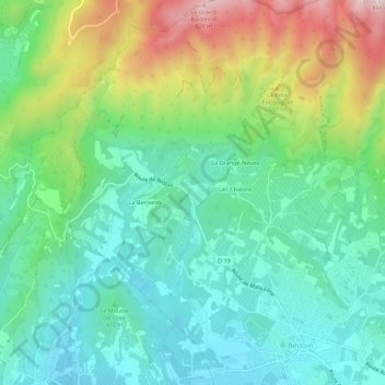 Mapa topográfico Leis Ardoins, altitude, relevo