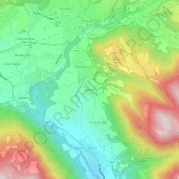 Mapa topográfico Novezio, altitude, relevo
