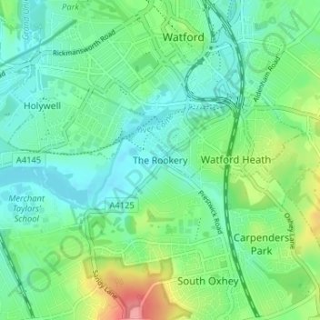 Mapa topográfico The Rookery, altitude, relevo