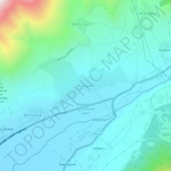 Mapa topográfico Manigam, altitude, relevo